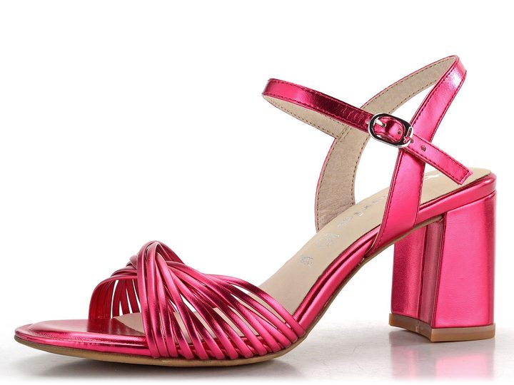 Tamaris sandále na podpätku Fuxia Metallic 1-28324-42