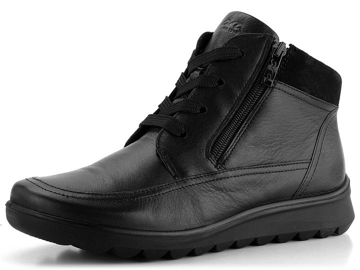 Ara širšia členková obuv so zipsami a šnurovaním Toronto Black 12-40404-01