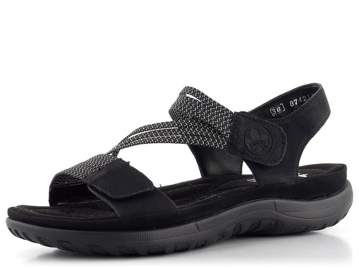 Rieker čierne sandále s gumičkami 64870-00
