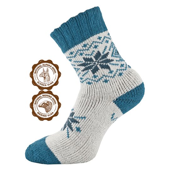 Voxx  ponožky s alpaka a merino vlnou tyrkysová/svetlá