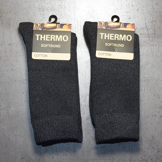 Pánské bavlněné termo ponožky s měkkým lemem tmavě šedá  2 páry