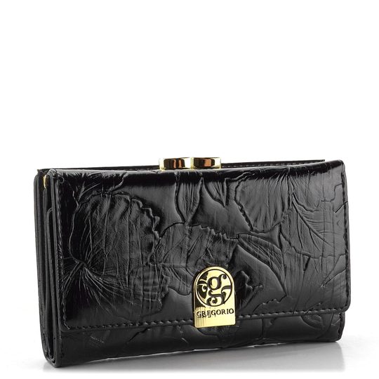 Dámska peňaženka so vzorom a rámčekom čierna HL-108