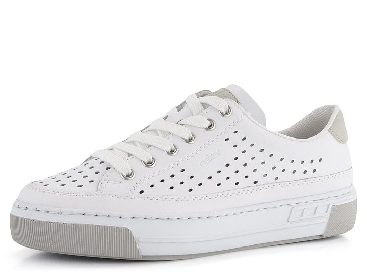 Rieker bílé sneakers tenisky prořezávané L8849-80