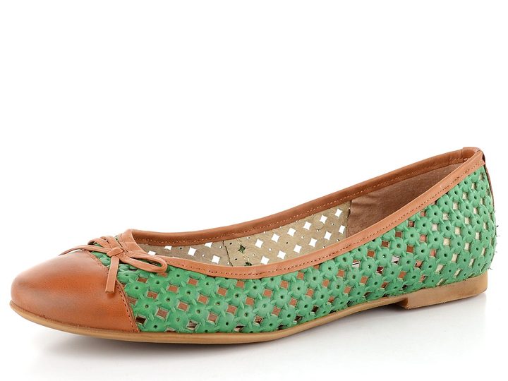 Filipe Shoes baleríny verde/camel