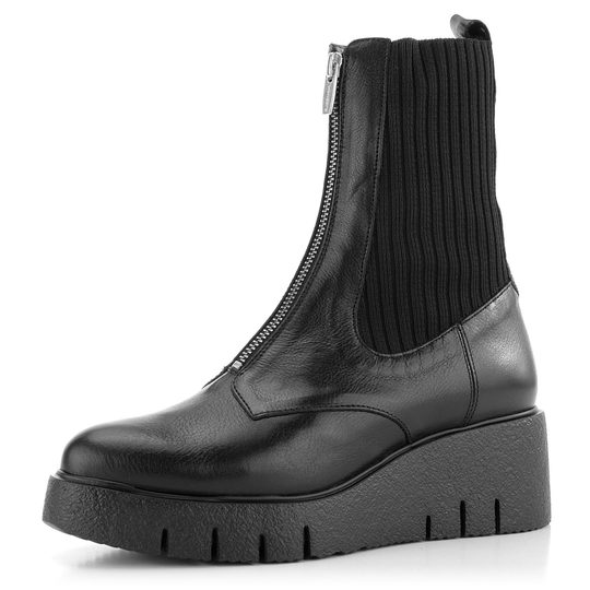 Wonders ponožková členková obuv so zipsom Negro E-6230