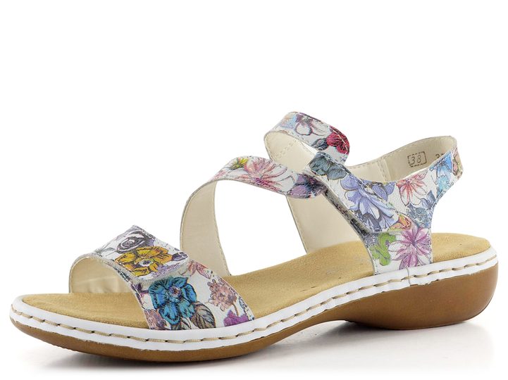 Rieker farebné sandále s potlačou kvetín 659C7-92