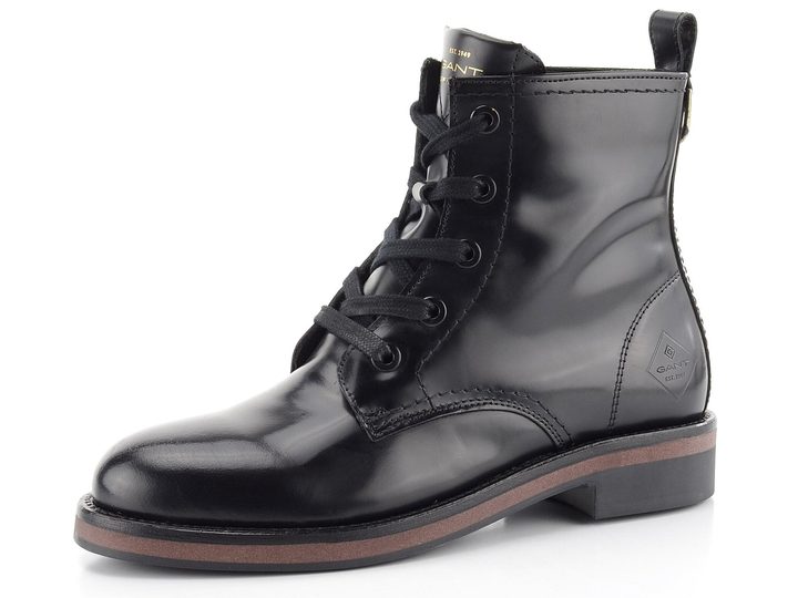Gant členkové topánky z leštenej kože čierne Maliin 21541954
