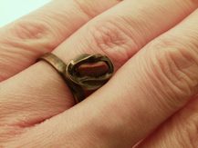 Prsten červený jaspis staroměď VEGA