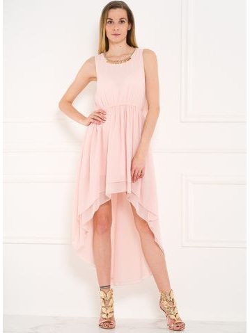 Letní šifonové šaty růžové asymetrické -
