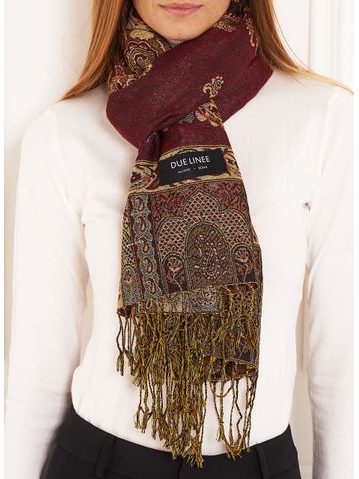 Scarf Due Linee - Wine -