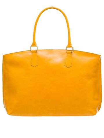 Kožená velká kabelka jednoduchá - žlutá -