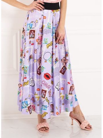 Dámská dlouhá sukně s motivem - lila -