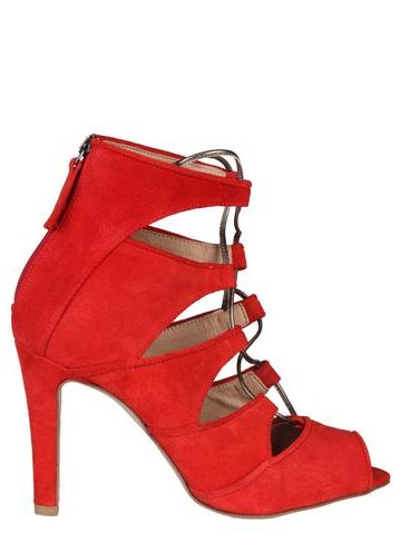 Dámske kožené sandále červené -