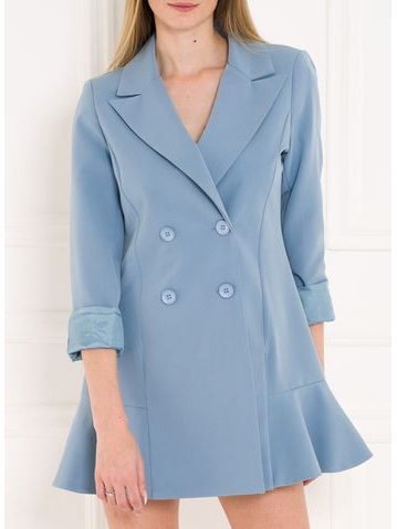 Dámske dvojradové šaty s dlhým rukávom - svetlo modrá -