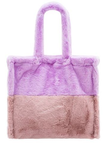 Dámská velká oboustranná kabelka s chlupem fialovo - růžová -