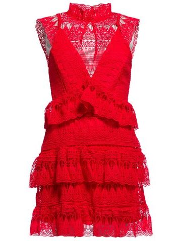 Dámske luxusné krajkové šaty - červená -