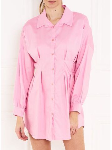 Košeľové šaty s dlhým rukávom - ružová -
