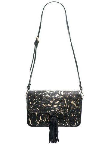 Bolso de cuero crossbody para mujer Due Linee - Negro -