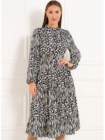 Vestido de mujer Due Linee - Blanco-negro -