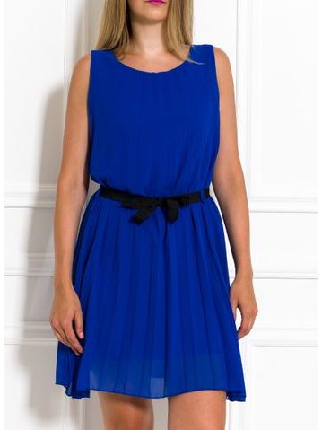 Plisované letné šaty zo šifónu kráľovsky modrej -