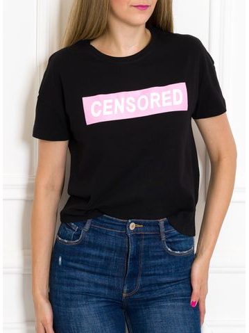 Dámske crop tričko Censored čierne -