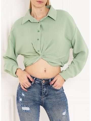 Dámský košilový crop top - mint -