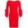 Dámské luxusní šaty s dlouhým rukávem a volány - arancia rosso -