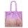 Dámska veľká obojstranná kabelka s chlpom fialovo - ružová -