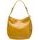 Dámská kožená kabelka přes rameno se zlatým kováním - horčičná -