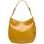 Dámska kožená kabelka cez plece so zlatým kovaním - horčicový -