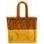 Dámska veľká obojstranná kabelka s chlpom hnedo - žltá -