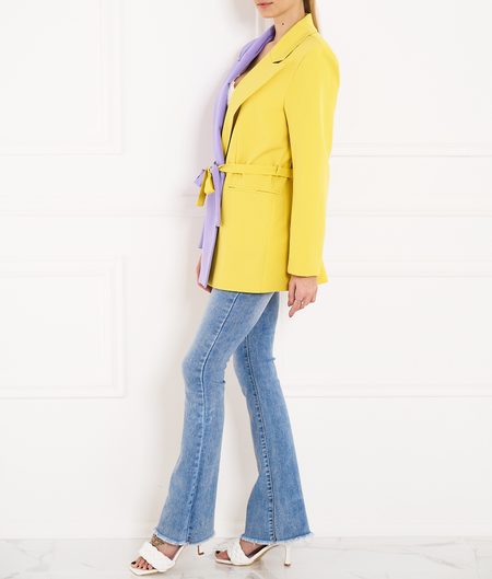 Dámské sako s vázáním fialovo - žlutá -