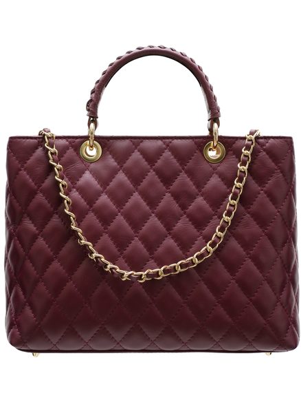 Real leather handbag Glamorous by Glam - Wine -