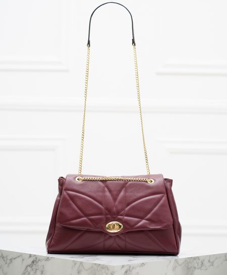 Real leather shoulder bag Glamorous by GLAM - Wine -