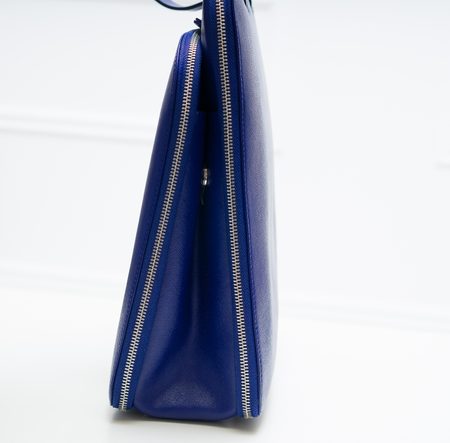 Kožená kabelka Guy Laroche větší s příhrádkami - modrá -
