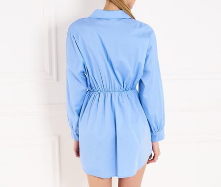 Košeľové šaty s dlhým rukávom - svetlo modrá -