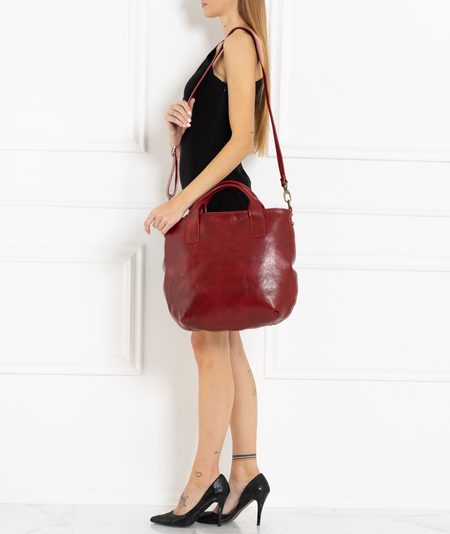 Real leather handbag Glamorous by GLAM Santa Croce - Wine -