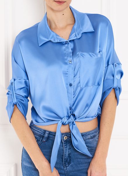 Dámský košilový top s vázáním - modrá -
