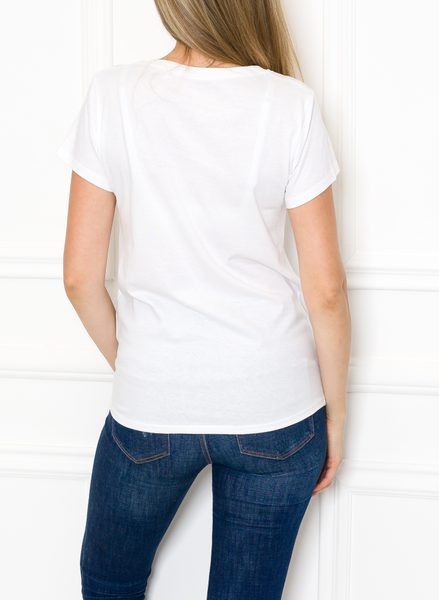 Dámské bílé tričko s perličkama -