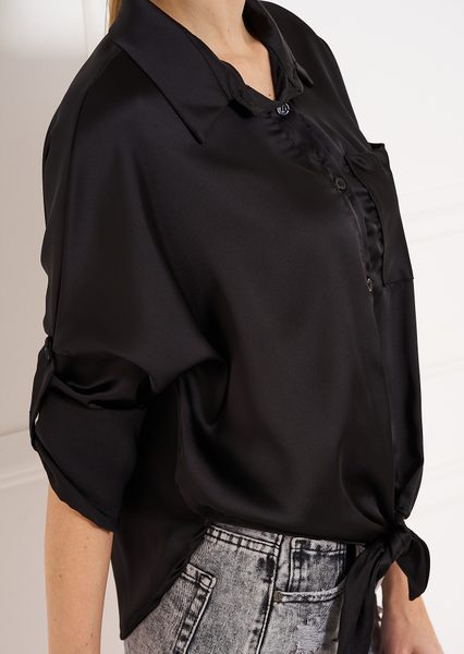 Dámský košilový top s vázáním - černá -