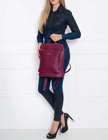 Women's real leather backpack Glamorous by GLAM - Wine -
