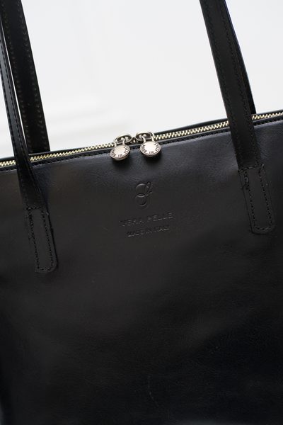 Dámská kožená kabelka s dlouhými poutky - černá -