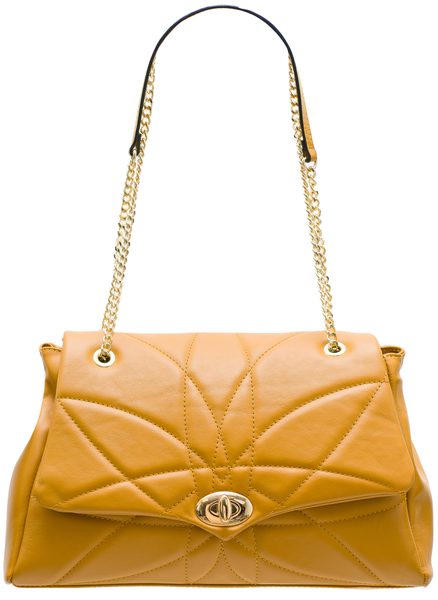 Real leather shoulder bag Glamorous by GLAM - Yellow -