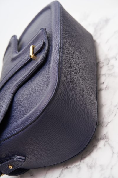 Kožená kabelka přes rameno - tmavě modrá -
