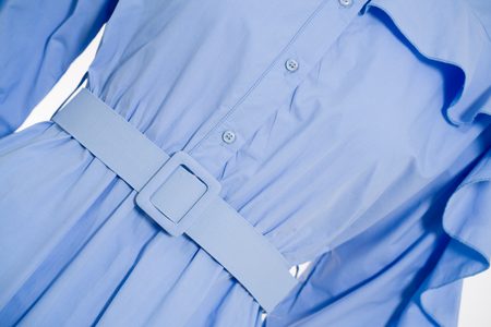 Dámské dlouhé košilové šaty s volány - světle modrá -