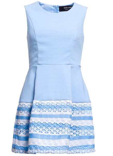 Dámské elegantní šaty A střih bílo - modrá -