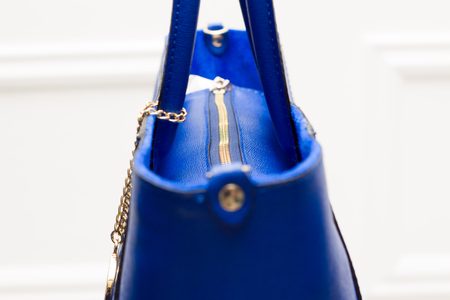 Kožená kabelka ze safiánové kůže jednoduchá - královsky modrá -