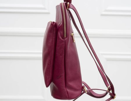 Women's real leather backpack Glamorous by GLAM - Wine -