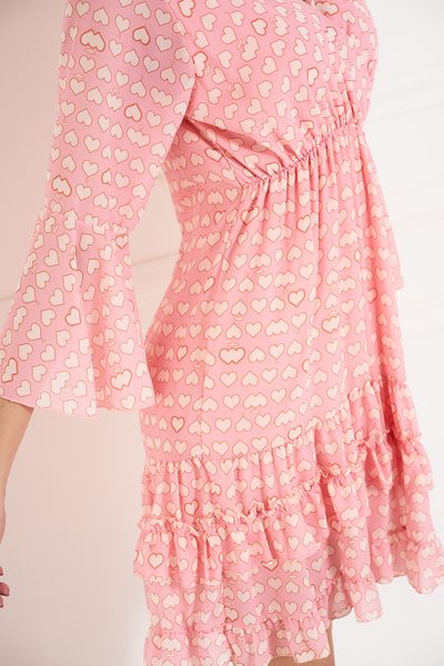 Dámske šaty s motívom srdiečok - ružová -