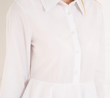 Dámske košeľové šaty s volánmi - biela -